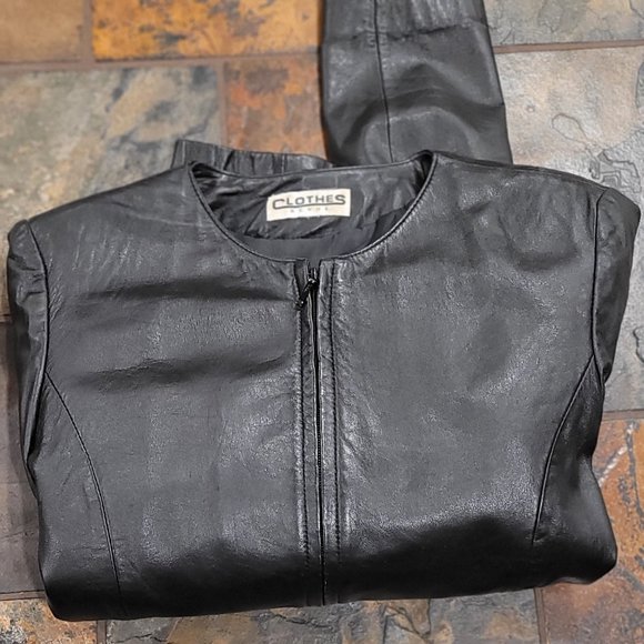 CLOTHES woman leather jacket, size M, black - Picture 3 of 5